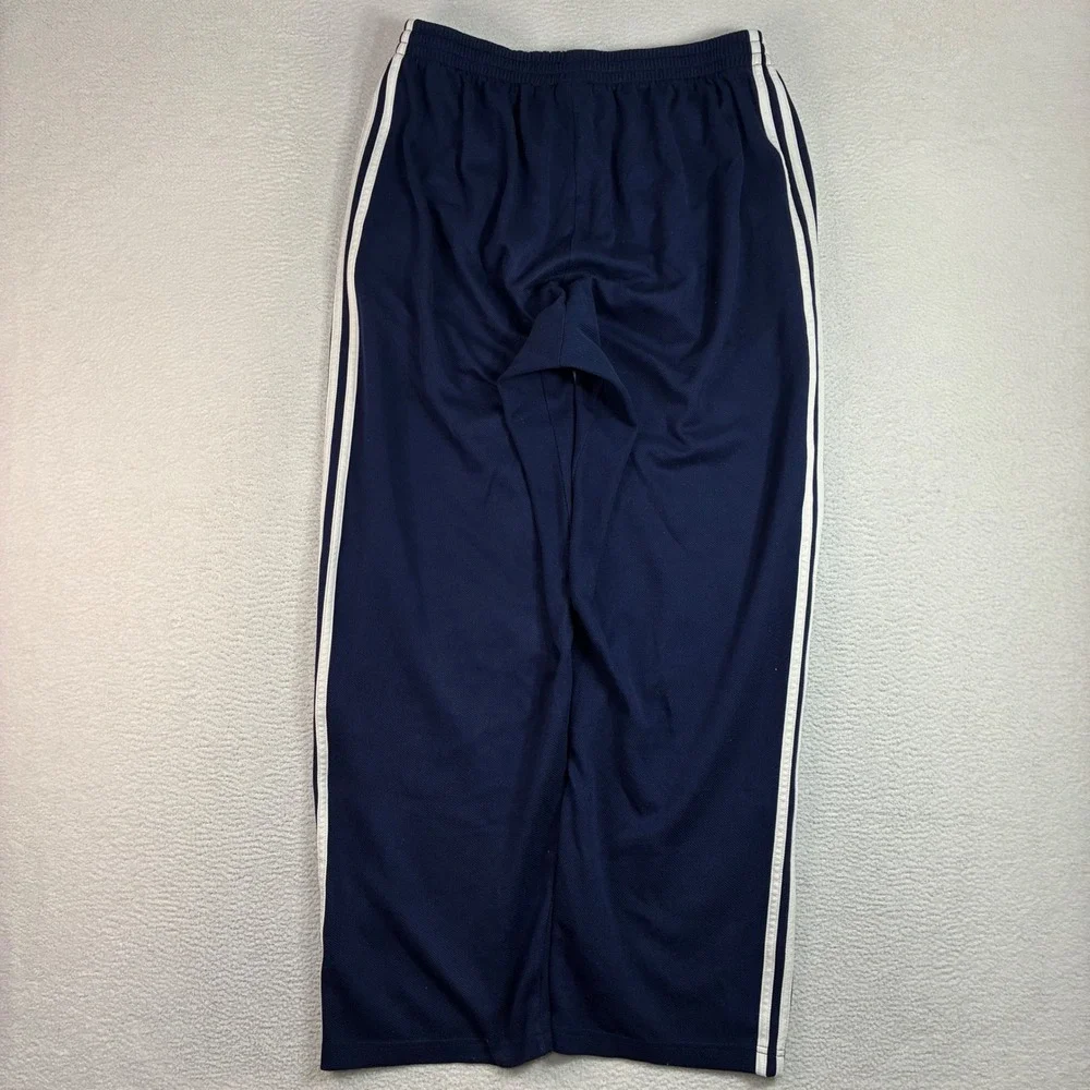 Y2K Adidas Baggy Track Pants Men XL Blue Mesh Stretch Relaxed Sweatpants Vintage